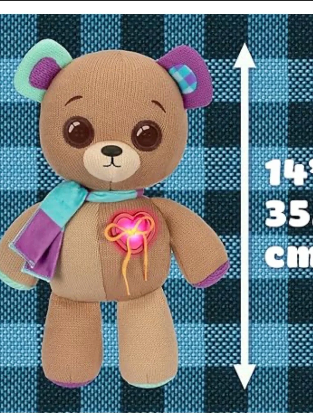 THREADY BEAR Plush Interactive Light-Up Heart Bear Toy